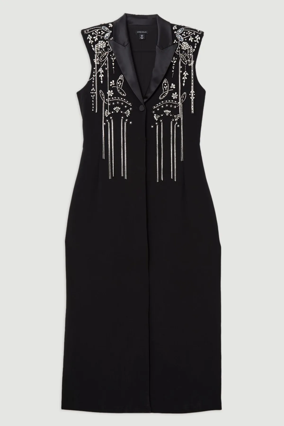 KarenMillen Robe maxi tissée à col plongeant avec détails embellis pour grandes tailles<Femme Robes|Robes Longues