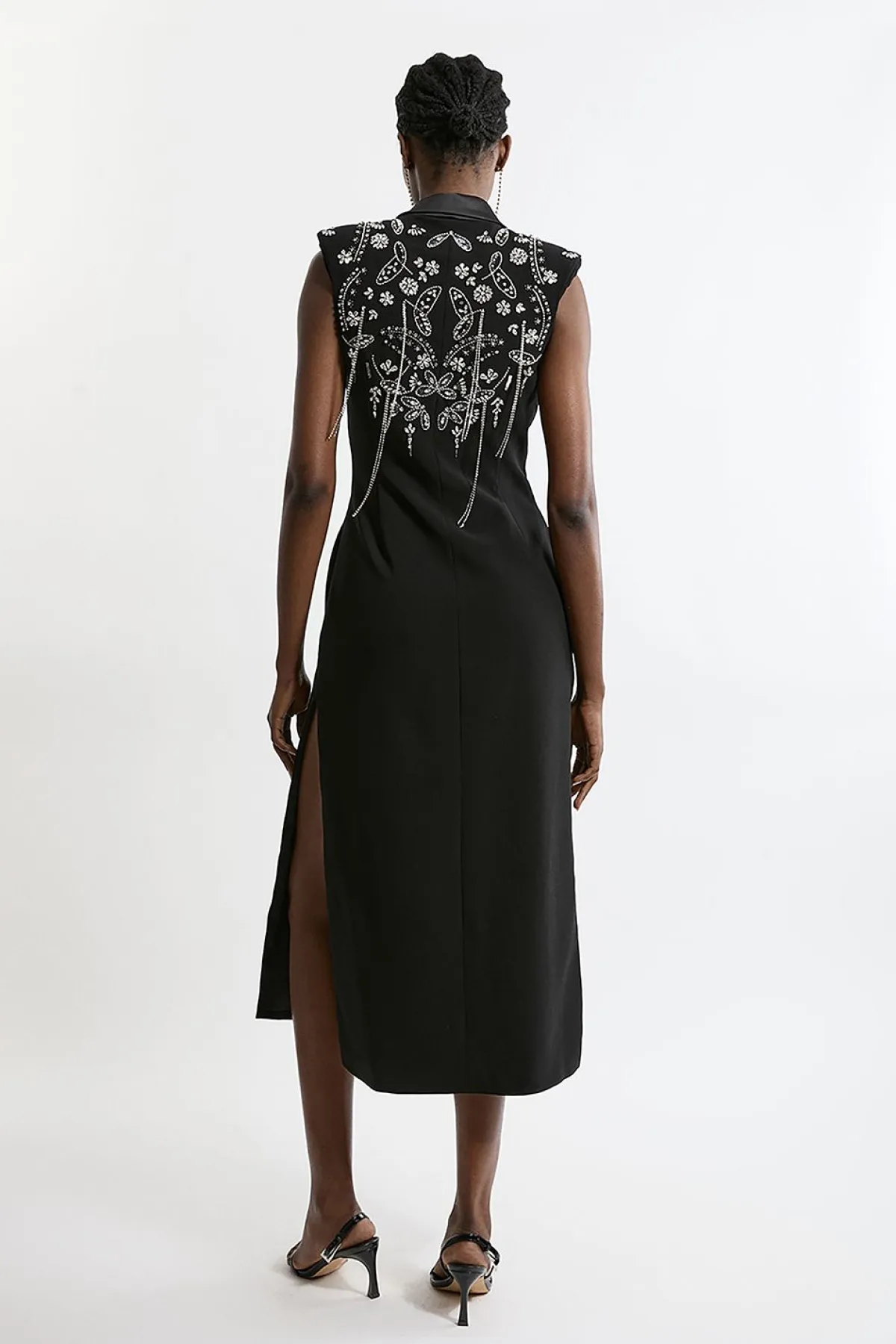 KarenMillen Robe maxi tissée à col plongeant avec détails embellis pour grandes tailles<Femme Robes|Robes Longues