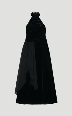 Robe Maxi Tissée à Devant Croisé en Velours Petite Taille
