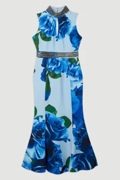 Robe maxi tissée Diamante Trim Rose
