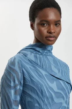 Robe Maxi Tissée À Détail Foulard Et Rayures Slub Auto-rayées
