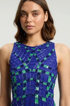 Robe Maxi Tissée À Encolure Américaine Ornée De Motifs Géométriques