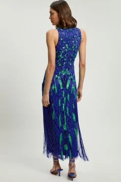 Robe Maxi Tissée À Encolure Américaine Ornée De Motifs Géométriques