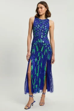 Robe Maxi Tissée À Encolure Américaine Ornée De Motifs Géométriques