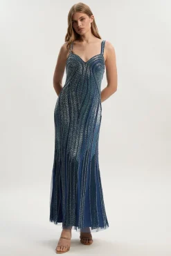 KarenMillen Robe Maxi Tissée à Encolure Cœur et Contours Perlés<Femme Robes Bal De Promo|Robes
