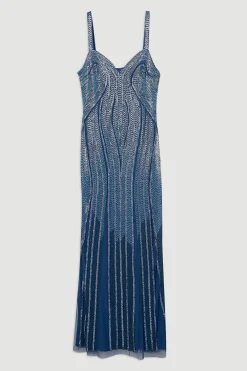 KarenMillen Robe Maxi Tissée à Encolure Cœur et Contours Perlés<Femme Robes Bal De Promo|Robes