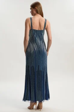KarenMillen Robe Maxi Tissée à Encolure Cœur et Contours Perlés<Femme Robes Bal De Promo|Robes