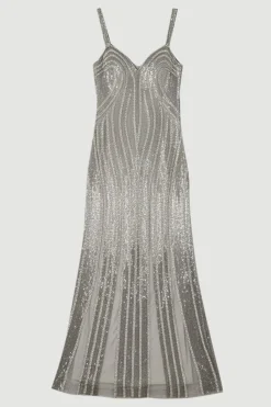 Robe Maxi Tissée à Encolure Cœur et Contours Perlés - Taille Petite