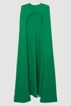 KarenMillen Robe maxi tissée en crépon de viscose premium avec cape détachable<Femme Toutes Les Robes|Robes Longues