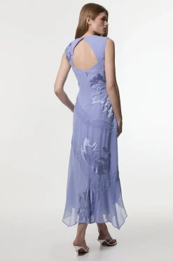 KarenMillen Robe maxi tissée en georgette sans manches avec appliqué et dentelle pour grande taille<Femme Toutes Les Robes|Robes Longues