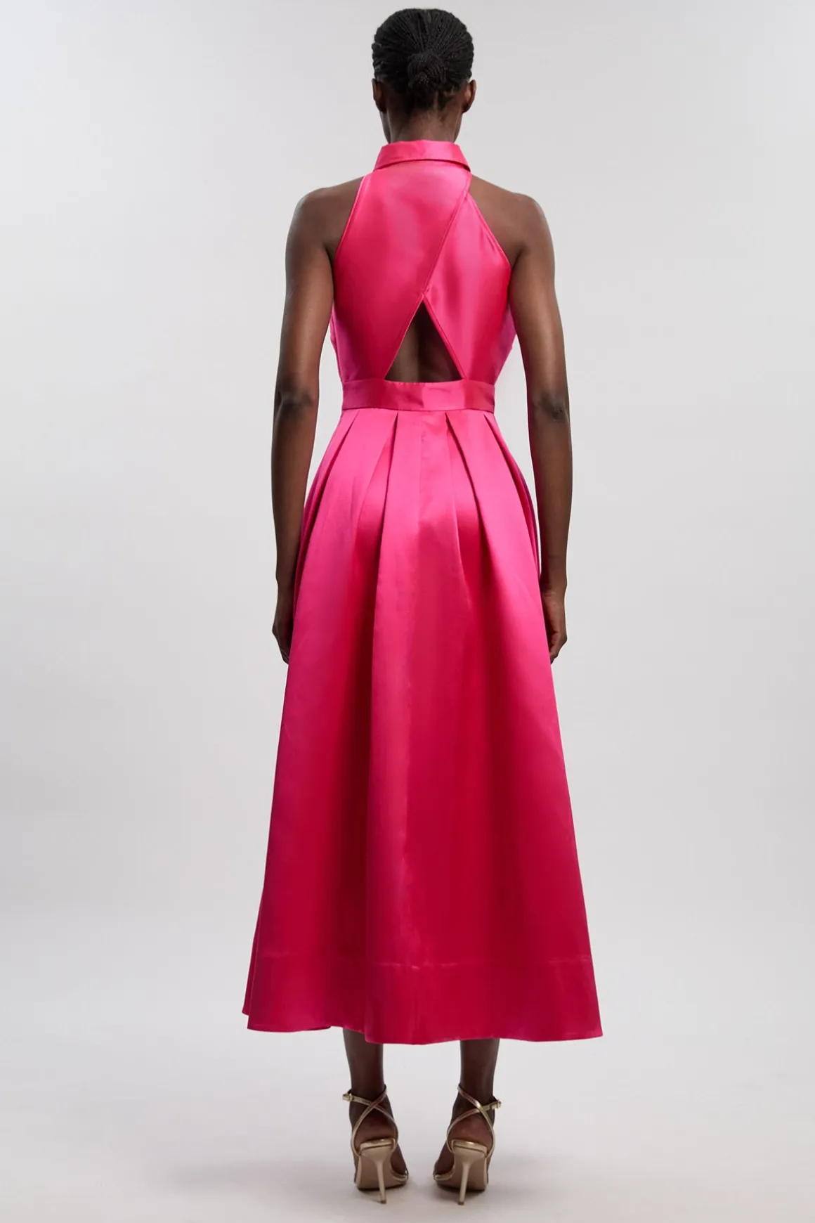 Robe Maxi Tissée En Sergé Avec Col Contrasté
