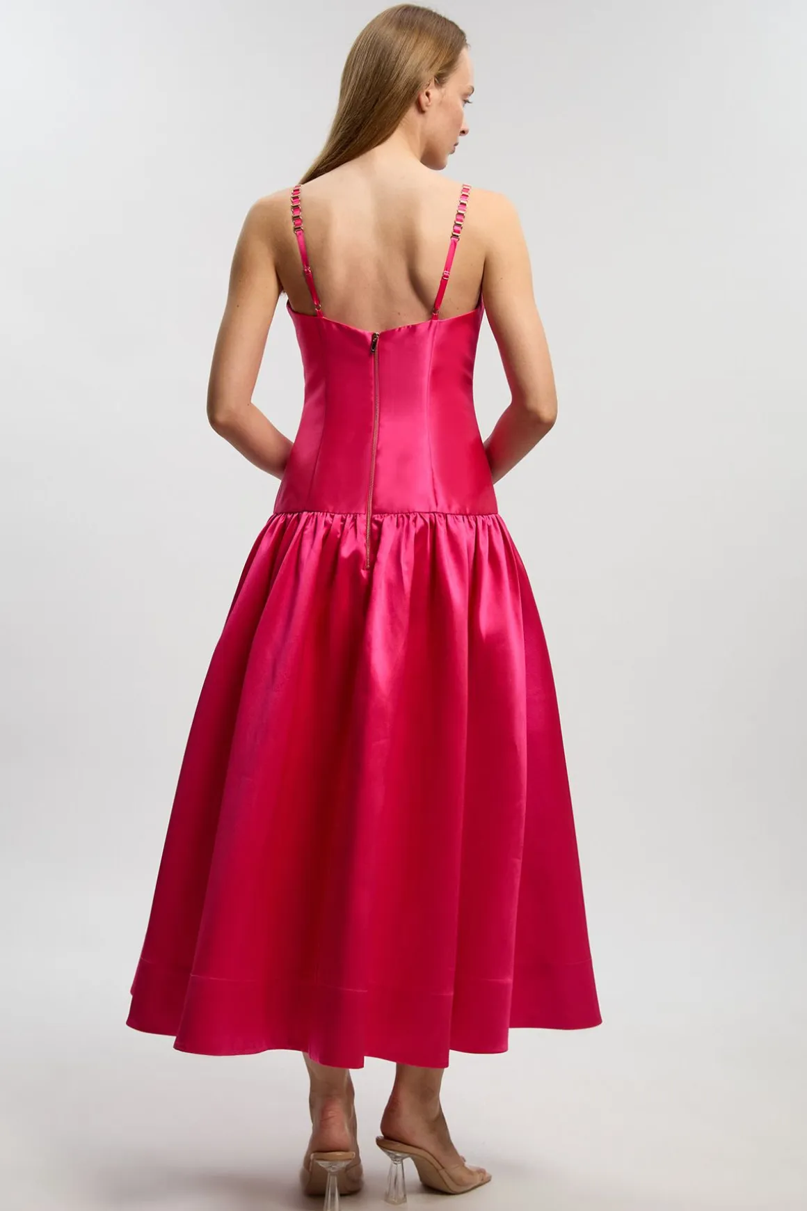 Robe Maxi Tissée En Sergé À Bretelles Contrastées