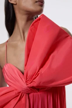 KarenMillen Robe maxi tissée en taffetas avec détail nœud<Femme Robes|Robes Longues