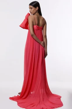 KarenMillen Robe maxi tissée en taffetas avec détail nœud<Femme Robes|Robes Longues