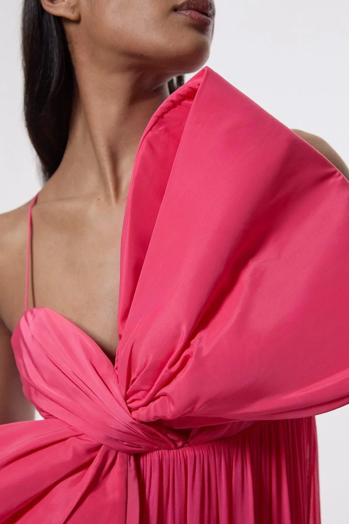 KarenMillen Robe maxi tissée en taffetas avec détail nœud<Femme Robes|Robes Longues