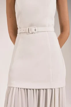 Robe Maxi Tissée Froissée À Col Licou Petite Taille