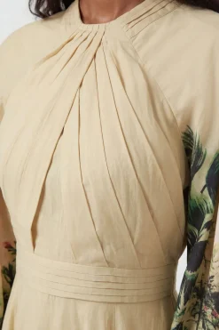 Robe Maxi Tissée À Imprimé Botanique Avec Manches Ballon Petite
