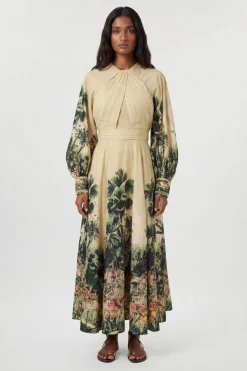 Robe Maxi Tissée À Imprimé Botanique Avec Manches Ballon Petite