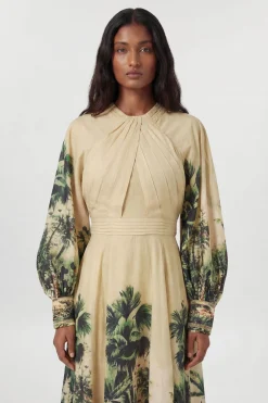 Robe Maxi Tissée À Imprimé Botanique Avec Manches Ballon Petite