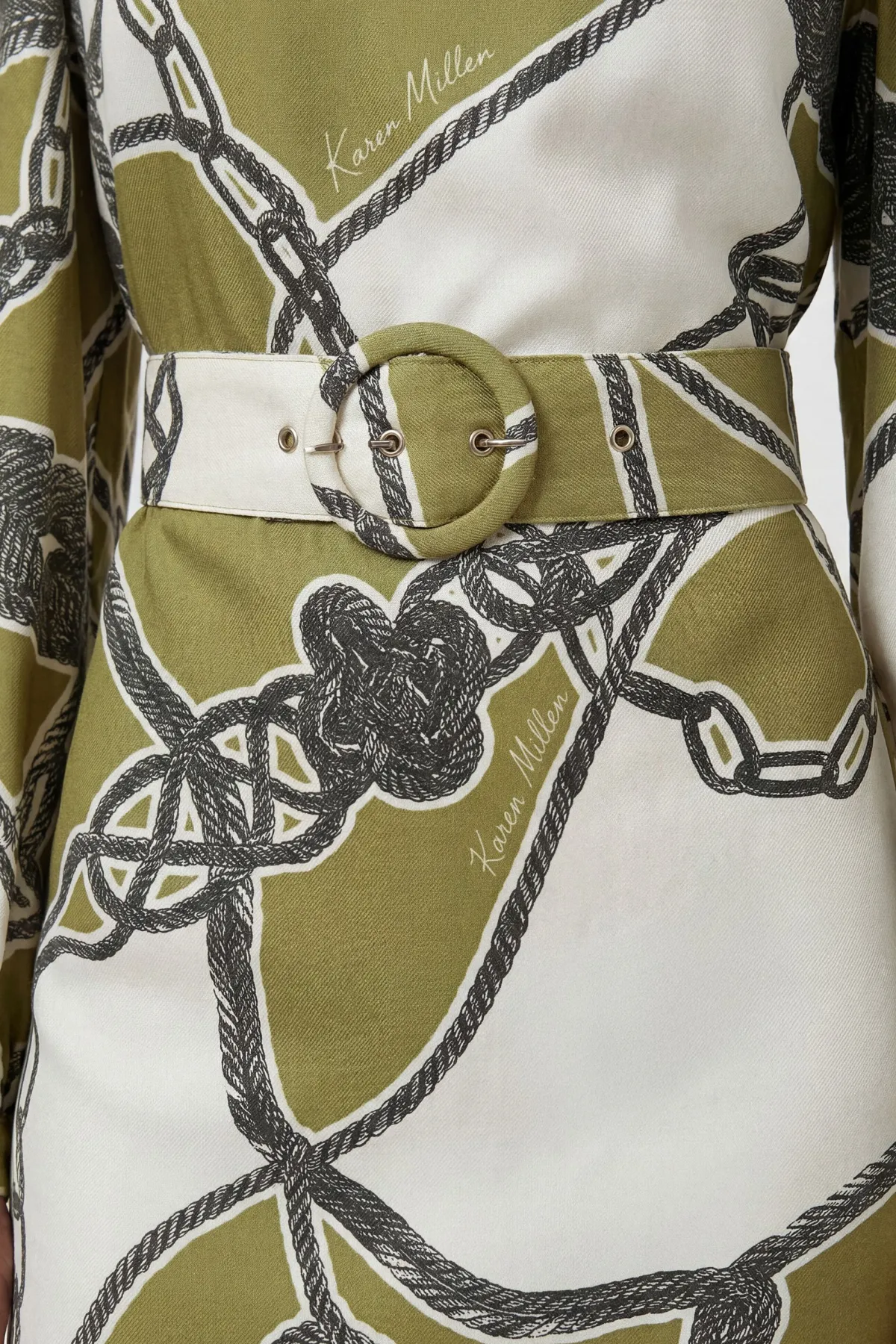 KarenMillen Robe Maxi Tissée À Imprimé Chaîne Avec Manches Ballon<Femme Robes À Manches Longues|Robes