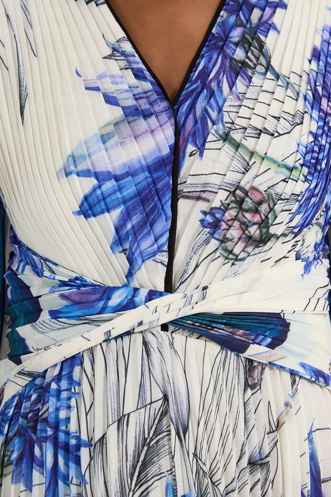 Robe maxi tissée à imprimé floral, manches ballon, plissée, froissée et découpée