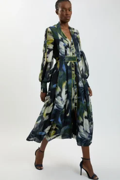 Robe Maxi Tissée À Imprimé Floral En Viscose Petite