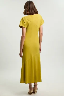 Robe Maxi Tissée À Manches Ange En Sergé Imprimé Coups De Pinceau