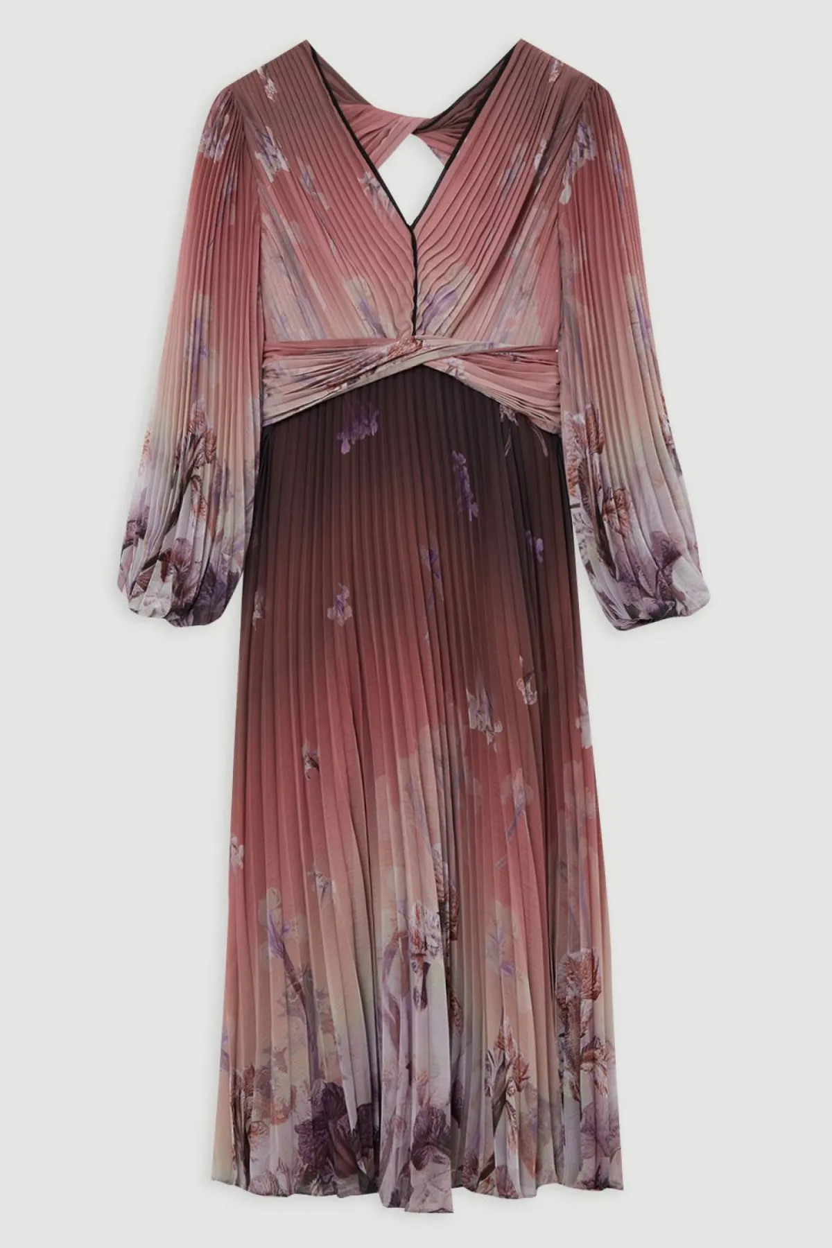 KarenMillen Robe Maxi Tissée À Manches Ballon es Avec Bordure Plissée Crinkle Petite<Femme Toutes Les Robes|Robes Longues