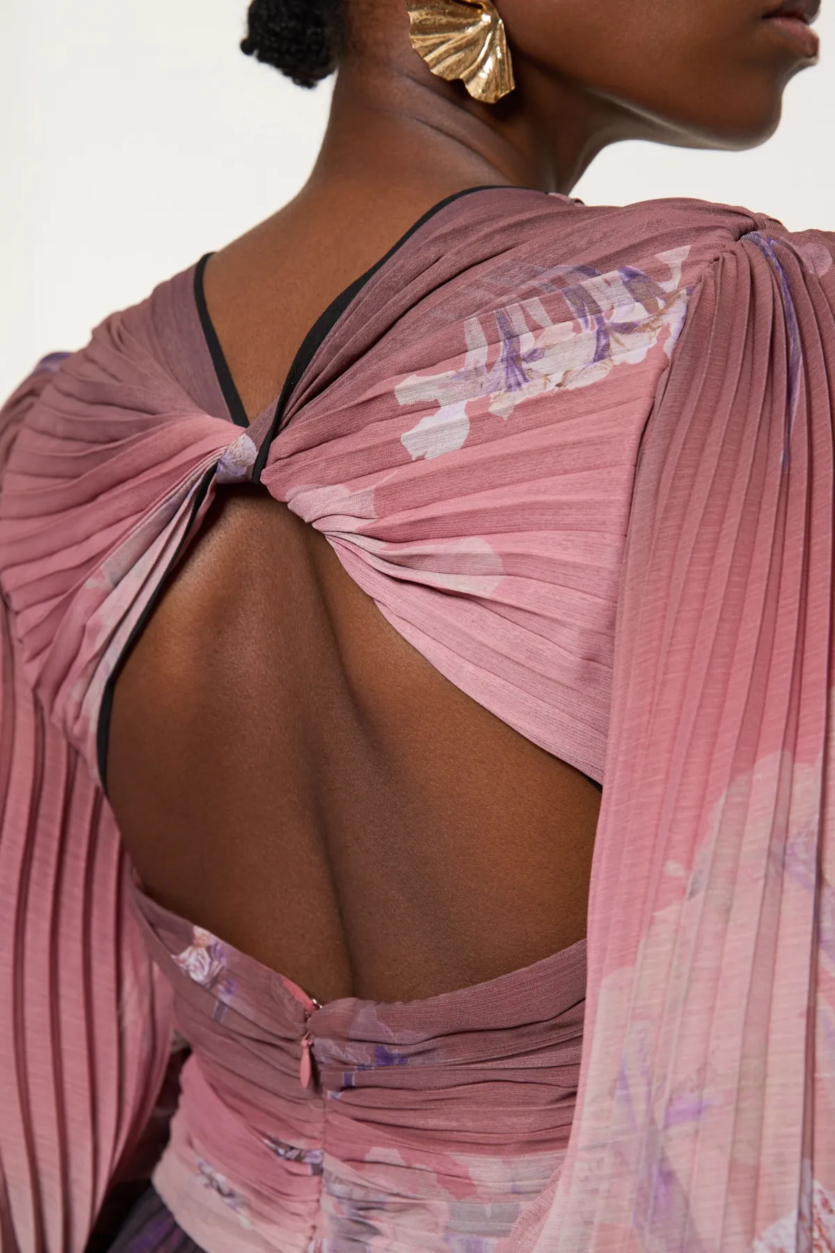 KarenMillen Robe Maxi Tissée À Manches Ballon es Avec Bordure Plissée Crinkle Petite<Femme Toutes Les Robes|Robes Longues