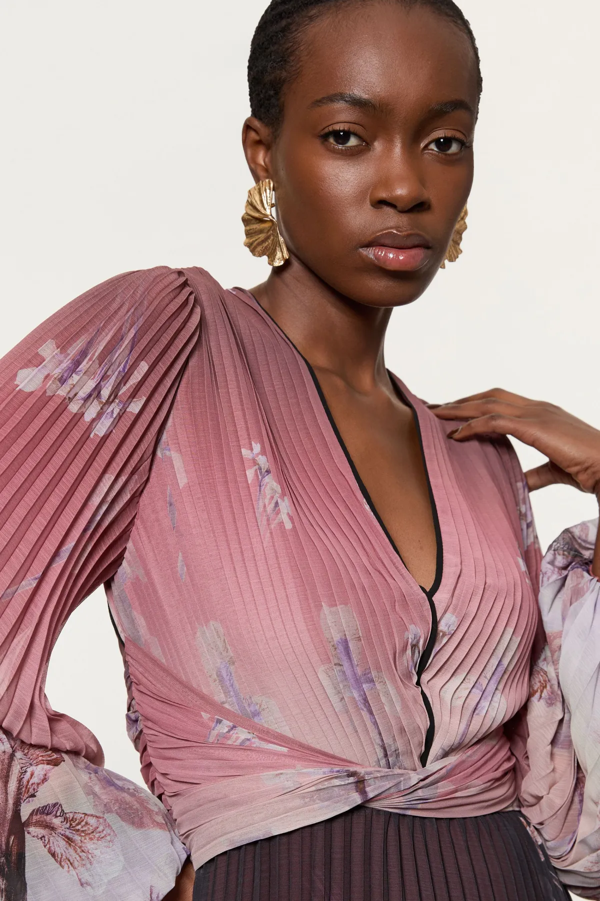 KarenMillen Robe Maxi Tissée À Manches Ballon es Avec Bordure Plissée Crinkle Petite<Femme Toutes Les Robes|Robes Longues