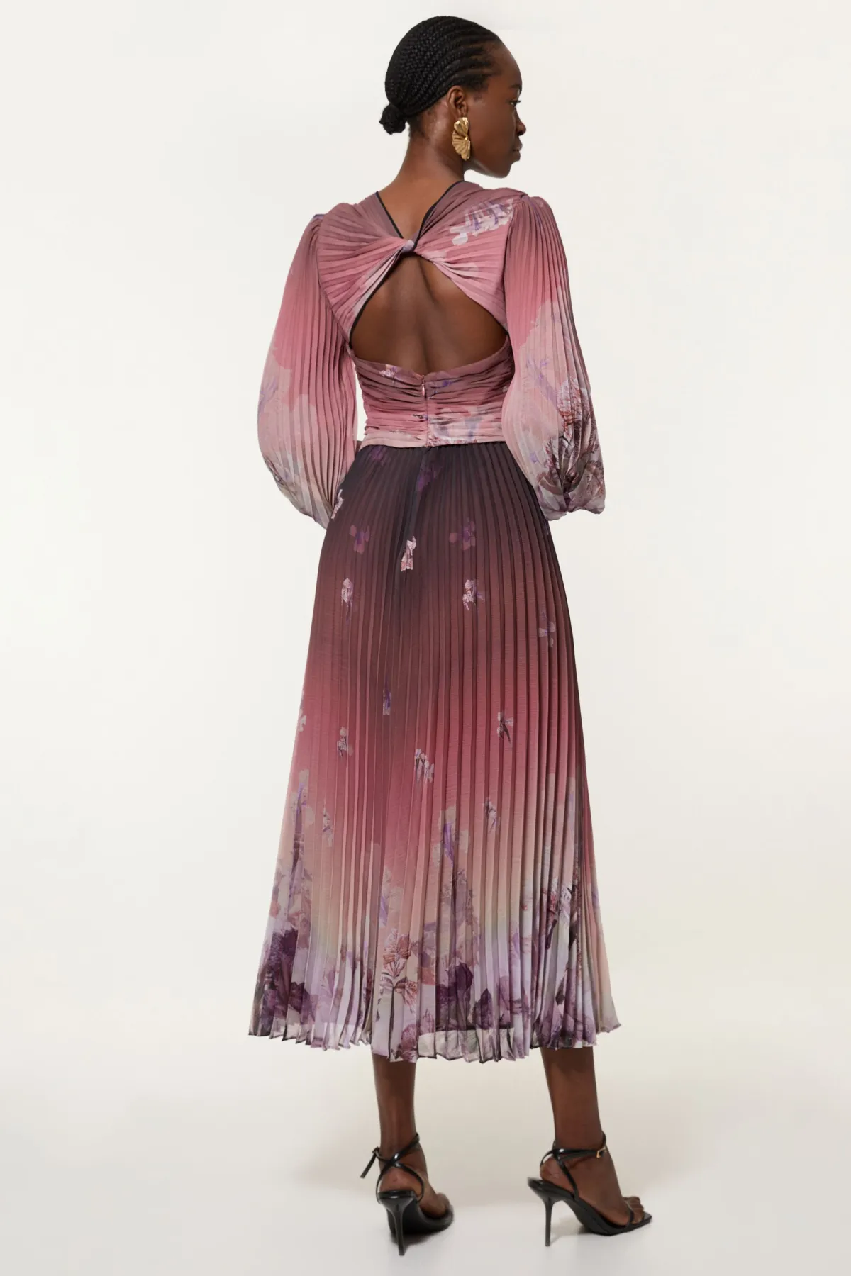 KarenMillen Robe Maxi Tissée À Manches Ballon es Avec Bordure Plissée Crinkle Petite<Femme Toutes Les Robes|Robes Longues