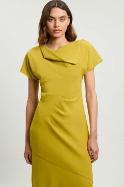 Robe Maxi Tissée À Manches Évasées En Sergé Imprimé Petits Coups De Pinceau
