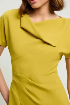 Robe Maxi Tissée À Manches Évasées En Sergé Imprimé Petits Coups De Pinceau