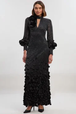 KarenMillen Robe maxi tissée ornée d'appliqués en cristal<Femme Robes Bal De Promo|Robes