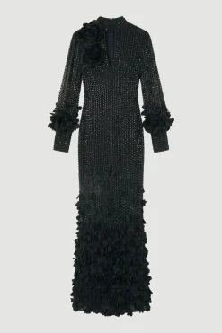 KarenMillen Robe maxi tissée ornée d'appliqués en cristal<Femme Robes Bal De Promo|Robes