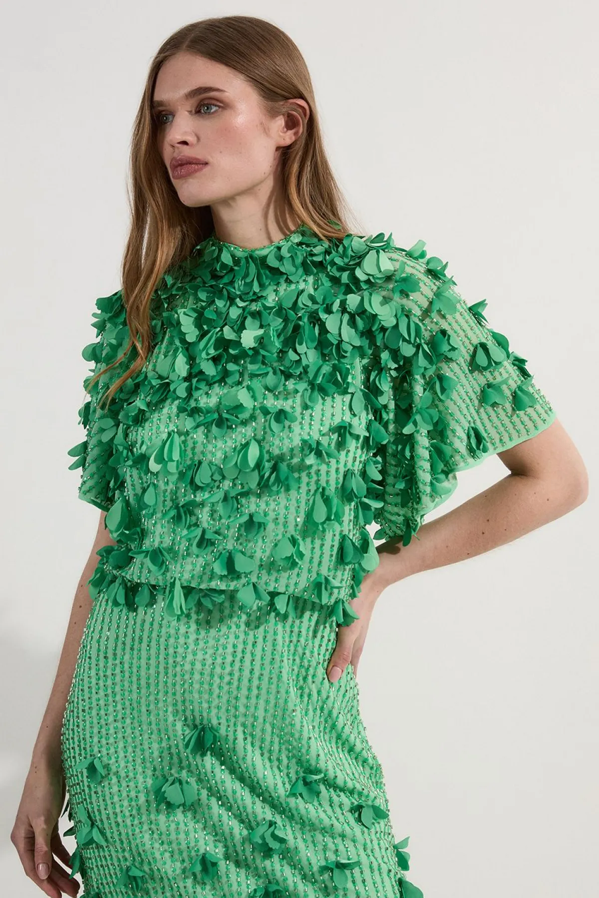 KarenMillen Robe maxi tissée pour grande taille avec appliqué de cristal et manches d’ange<Femme Robes|Robe Invitée Mariage