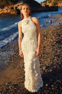 KarenMillen Robe maxi tissée à rosaces et appliqués de cristal<Femme Robes|Robes De Soirée Chic