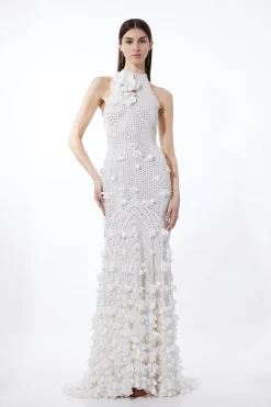 KarenMillen Robe maxi tissée à rosaces et appliqués de cristal<Femme Robes|Robes De Soirée Chic
