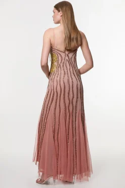 Robe Maxi Tissée Sans Bretelles à Perles Ombrées Digital Ophelia