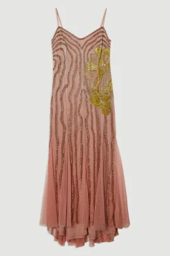 Robe Maxi Tissée Sans Bretelles à Perles Ombrées Digital Ophelia