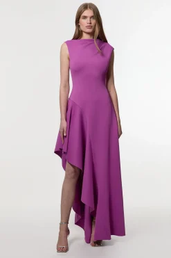 KarenMillen Robe Maxi Tissée Scuba Drama à Ourlet Volant<Femme Toutes Les Robes|Robes Longues