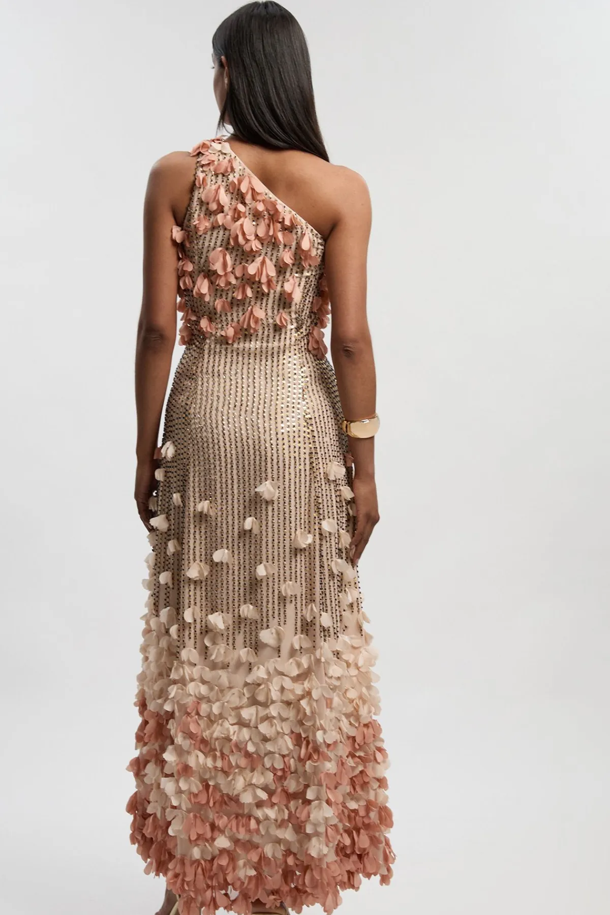 KarenMillen Robe Maxi Tissée À Une Épaule Avec Appliqué Floral Petite Taille<Femme Robes Bal De Promo|Robes