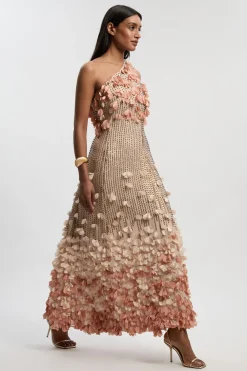 KarenMillen Robe Maxi Tissée À Une Épaule Avec Appliqué Floral Petite Taille<Femme Robes Bal De Promo|Robes