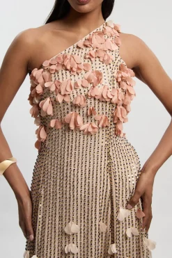 KarenMillen Robe Maxi Tissée À Une Épaule Avec Appliqué Floral Petite Taille<Femme Robes Bal De Promo|Robes