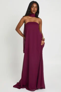 Robe Maxi Trapèze Balayant Le Sol Avec Détail Foulard