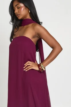 Robe Maxi Trapèze Balayant Le Sol Avec Détail Foulard