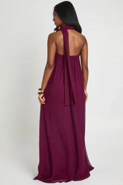 Robe Maxi Trapèze Balayant Le Sol Avec Détail Foulard
