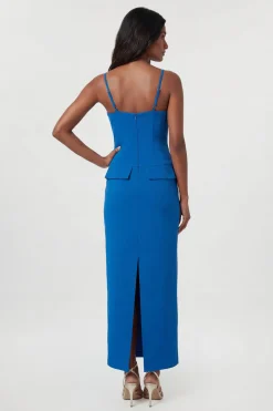 KarenMillen Robe maxi trapèze crayon cintrée à col carré stretch compacte avec couture décorative<Femme Tailleurs|Toutes Les Robes