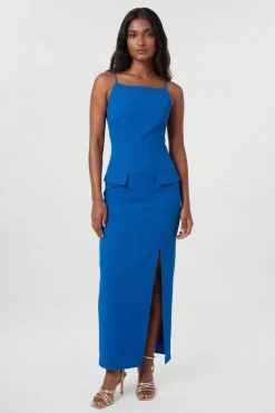 KarenMillen Robe maxi trapèze crayon cintrée à col carré stretch compacte avec couture décorative<Femme Tailleurs|Toutes Les Robes