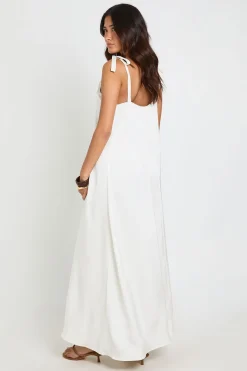 Robe Maxi Trapèze À Encolure Américaine Avec Bordure En Dentelle